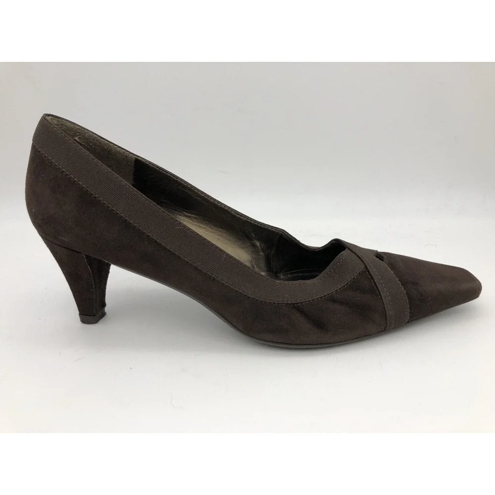 Stuart Weitzman Women's Size 7.5 M Brown Suede Kitten Heels Cross Straps Spain